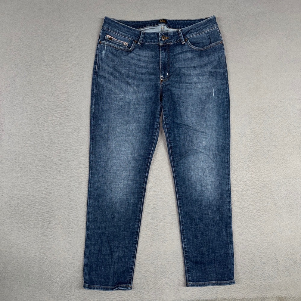 Lee Jeans Womens 14 Blue Straight Leg Modern Series Stretch Denim Cowboy Western